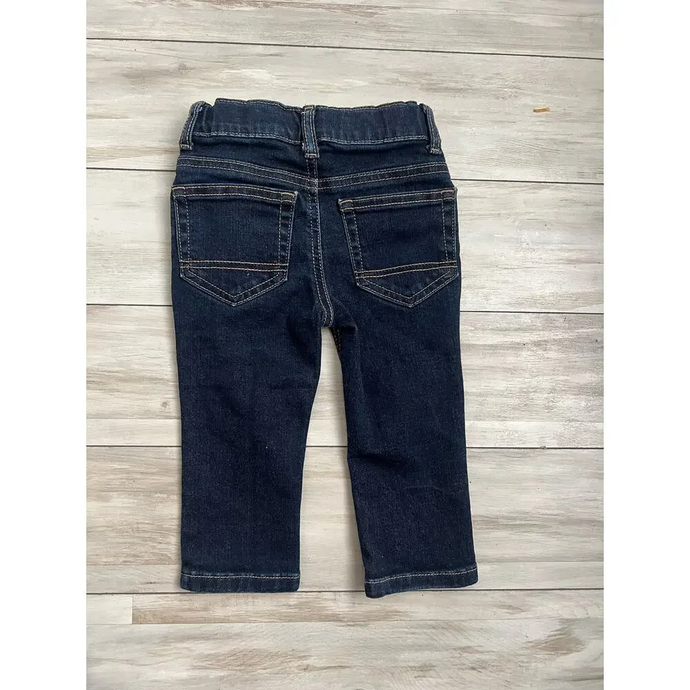 Cat & Jack Jeans Skinny Super Stretch Adjustable Waist Dark Wash Size 18 Months